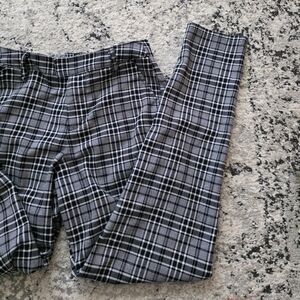 Hot Topic Plaid Straight Skinny Trouser Pants Womens Size S Black and White